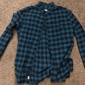 American Eagle Outfitters Blue Plaid Casual Button Down Shirt